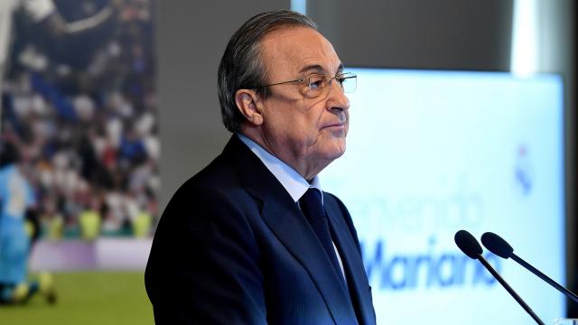 Florentino Pérez, durante la presentación de Mariano con el Real Madrid