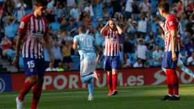 Iago Aspas, jugador del Celta, celebra su gol ante el Atlético de Madrid