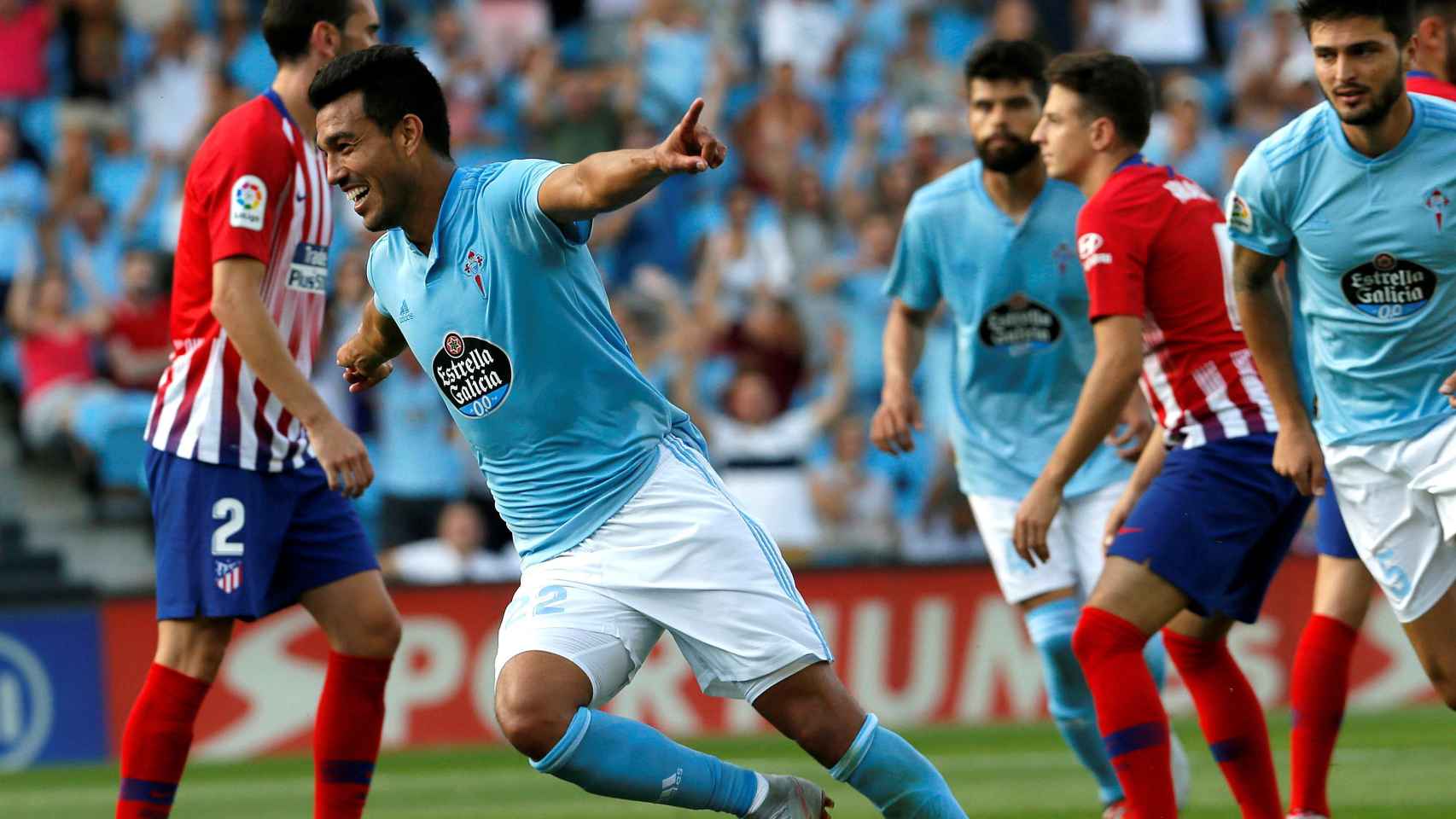 Cabral celebra su gol al Atlético de Madrid