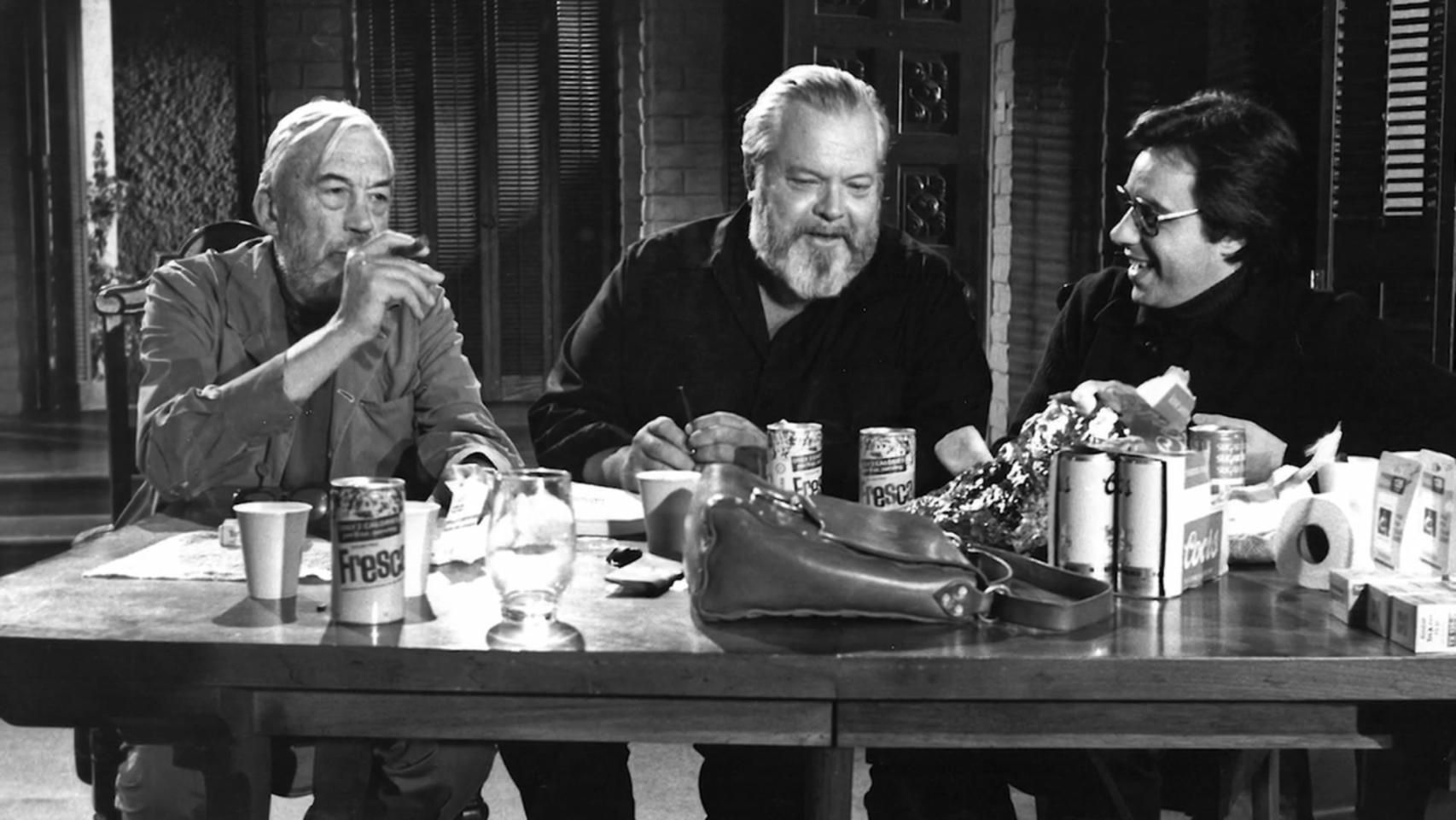 Huston, Welles y Bogdanovich en el rodaje.