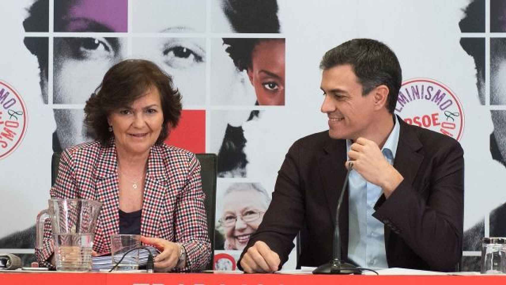 Carmen Calvo y Pedro Sánchez.