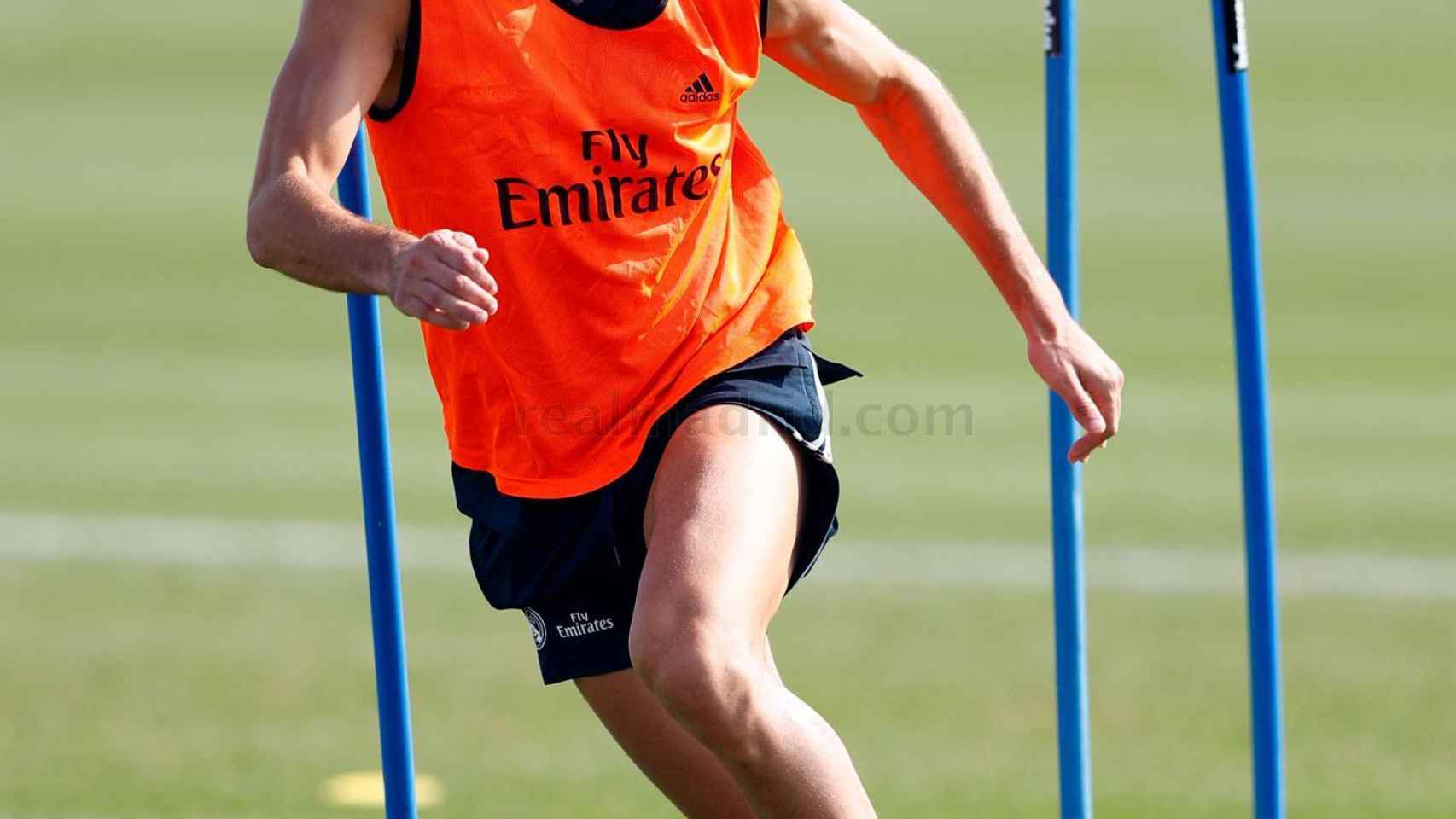 Benzema durante la sesión de entrenamiento