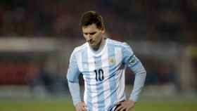 Messi, durante un partido con Argentina.