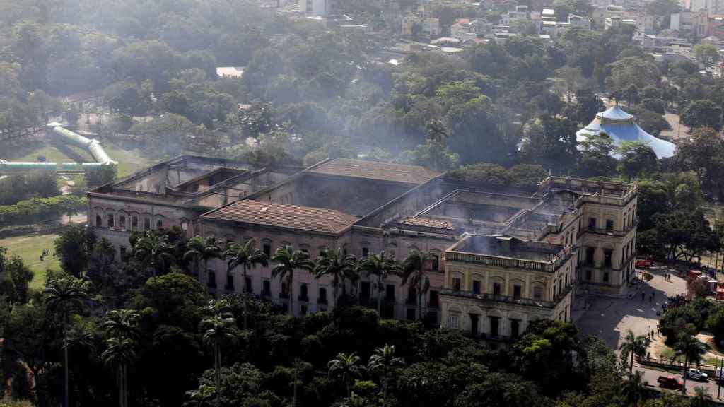 Estado en el que ha quedado el Museo Nacional de Río de Janeiro tras el incendio.