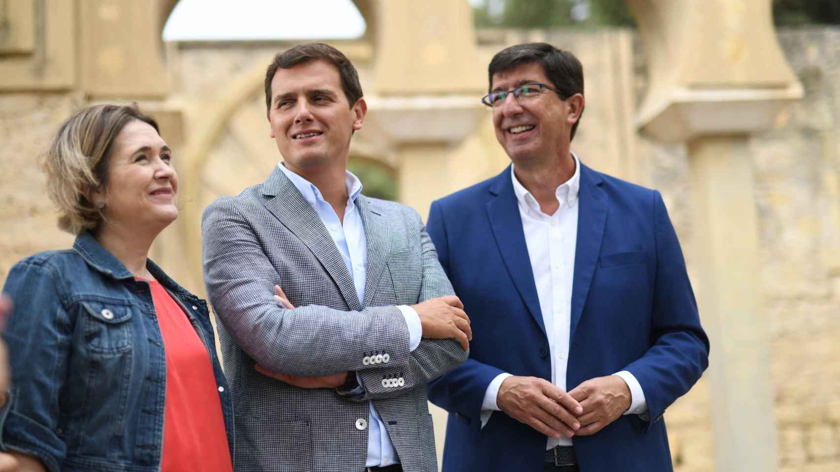 Marta Rivera de la Cruz, Albert Rivera y el candidato de Cs en Andalucía, Juan Marín.