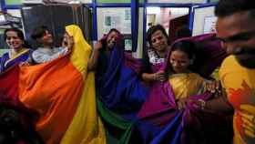 Activistas por los derechos LGTBI en la India.