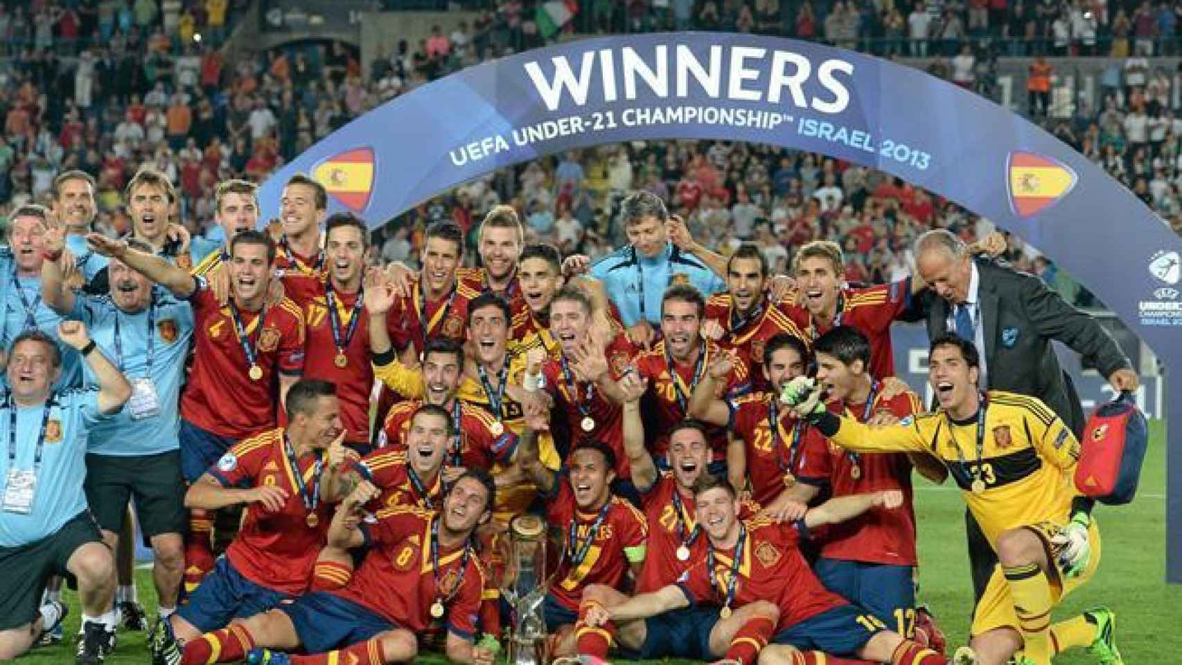 Los jugadores de la selección España campeona del Europeo Sub21 de 2013. Foto: sefutbol.com