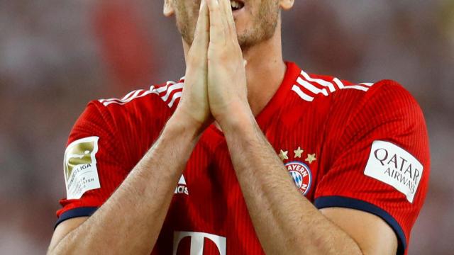 Lewandowski se lamenta durante un partido del Bayern