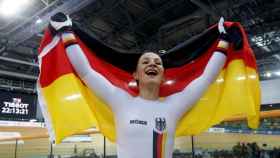 Kristina Vogel, tras ganar el oro en el Track World Championships