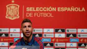 Sergio Ramos en rueda de prensa con la Selección