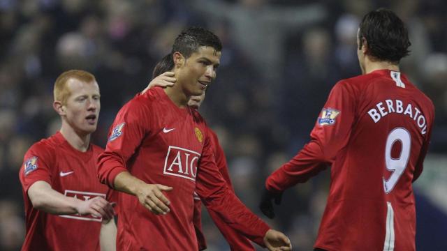 Cristiano Ronaldo celebra un gol durante su etapa en el Manchester United. Foto: manutd.com