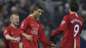 Cristiano Ronaldo celebra un gol durante su etapa en el Manchester United. Foto: manutd.com