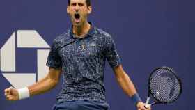 Djokovic celebra un punto en la final del US Open.