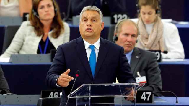 El primer ministro húngaro, Viktor Orbán, durante el debate en la Eurocámara