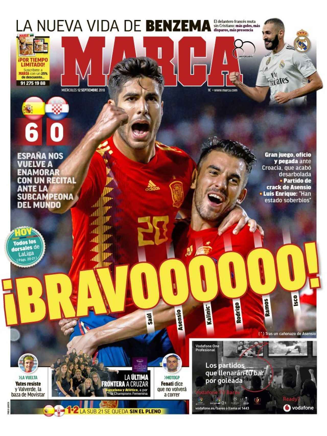 La portada del diario MARCA (12/09/2018)