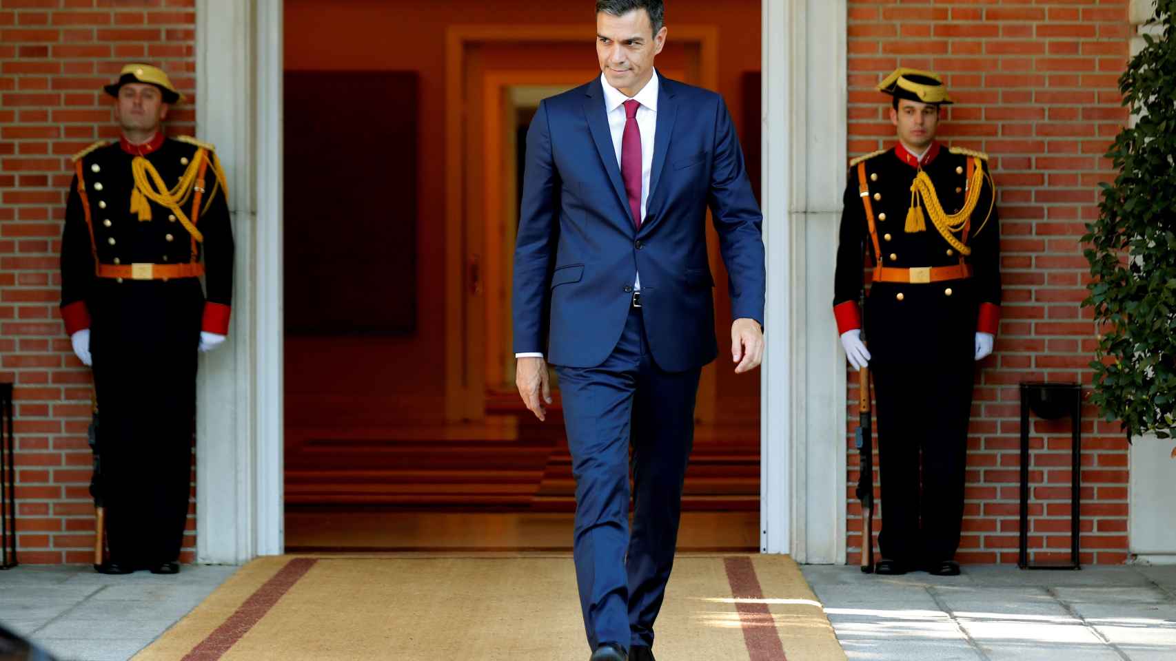 El presidente del Gobierno, Pedro Sánchez, este miércoles en el palacio de la Moncloa.
