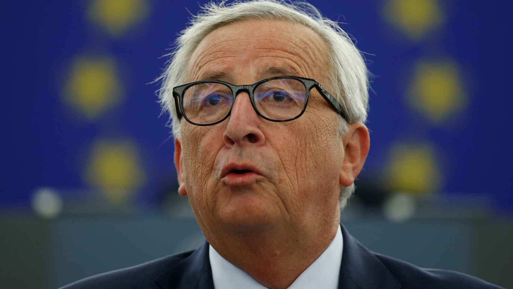 El presidente de la Comisión, Jean-Claude Juncker, durante el discurso sobre el estado de la Unión