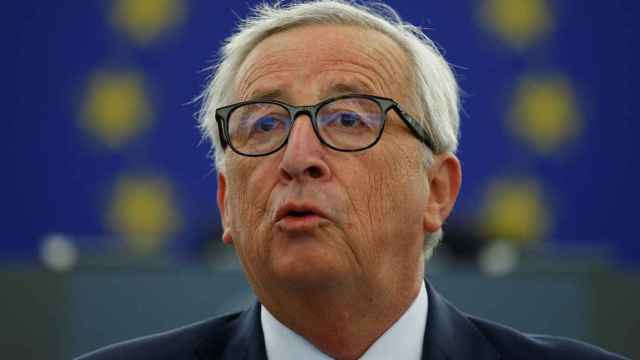 El presidente de la Comisión, Jean-Claude Juncker, durante el discurso sobre el estado de la Unión
