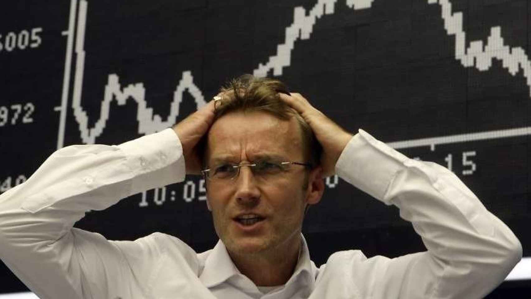 Un operador de Bolsa el día de la caída de Lehman Brothers.