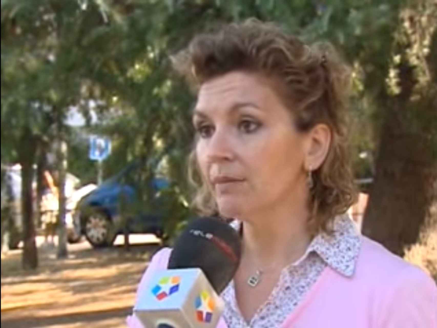 Isabel Cepeda, durante una intervención en Telemadrid después de la brutal agresión a su marido.