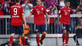 James Rodríguez celebra su gol con el Bayern.