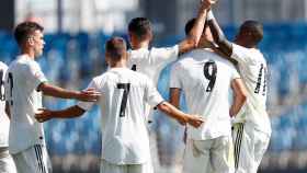 El Castilla celebra un gol