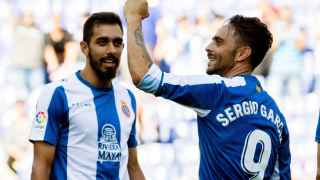 Sergio García celebra un gol frente al Levante