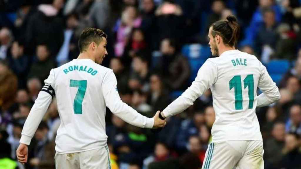Cristiano y Bale celebran un gol con el Real Madrid
