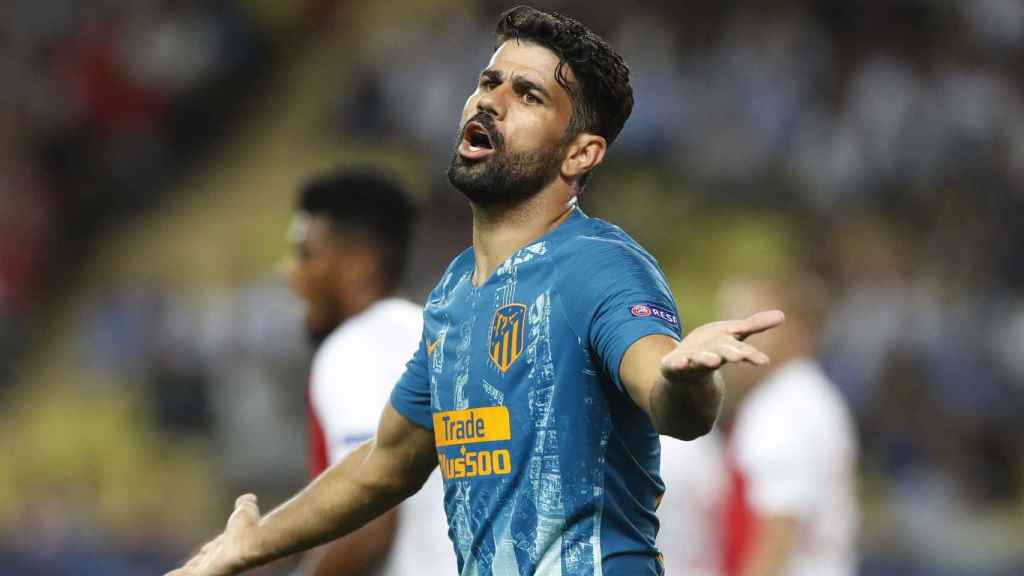 Diego Costa se queja en el Mónaco - Atlético de Madrid