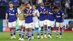 Los jugadores del Schalke 04 al término del partido contra el Oporto