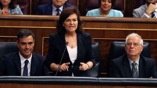 Carmen Calvo, durante la última sesión de control al Gobierno.
