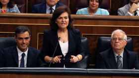 Carmen Calvo en su escaño del Congreso