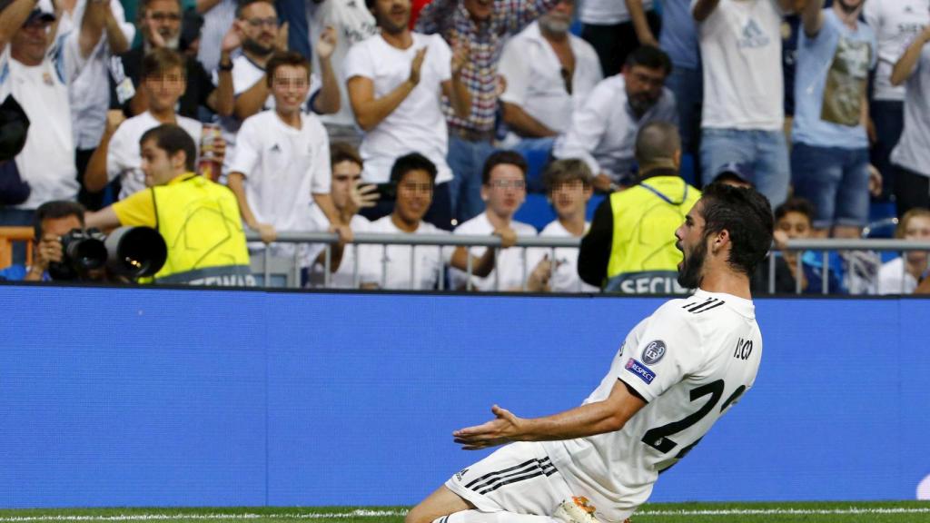 Isco celebra un gol ante la Roma