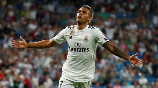 Mariano Díaz celebra su gol ante la Roma