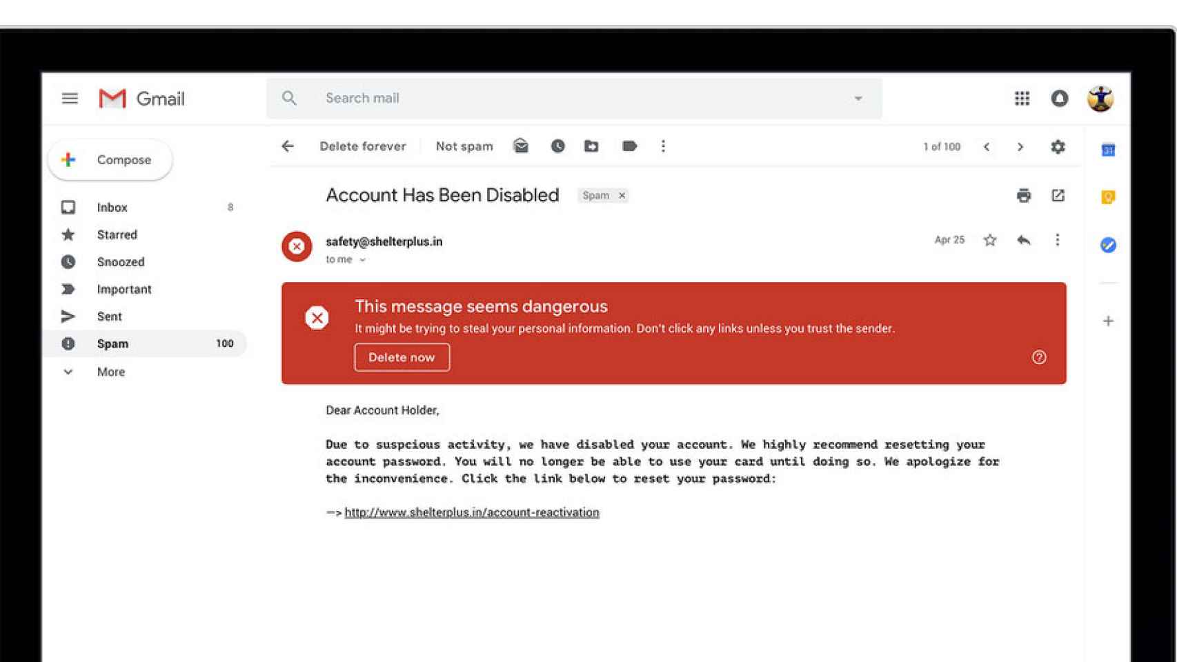 google gmail correo electronico peligroso seguridad phishing