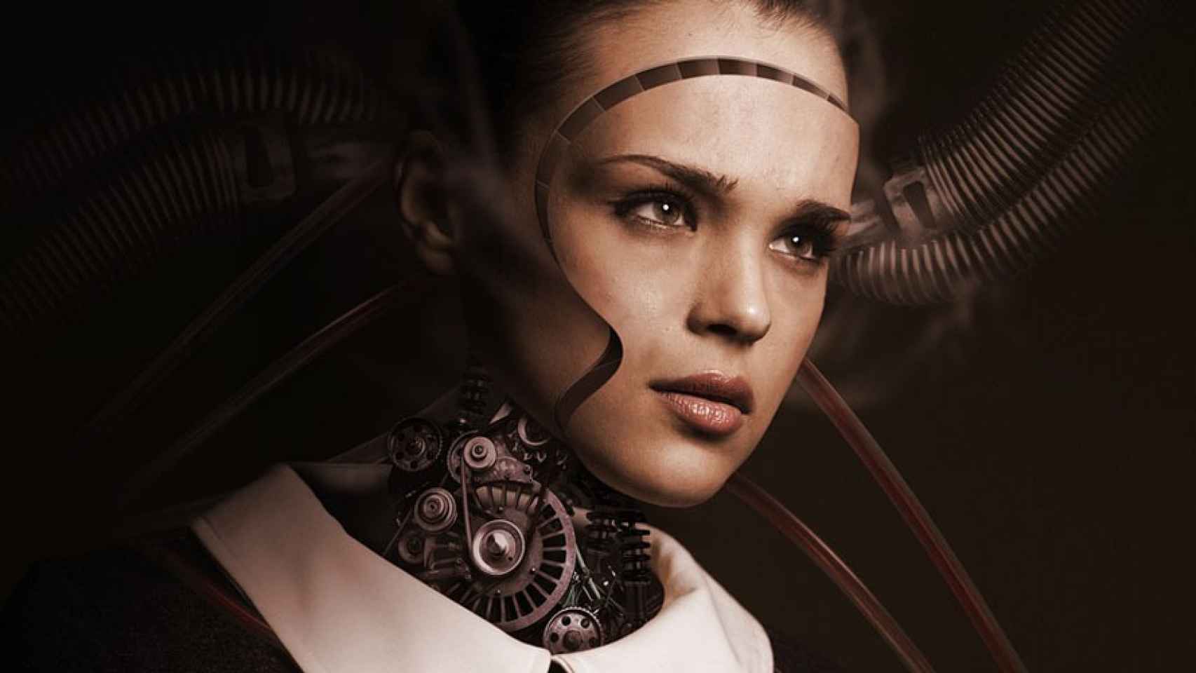 Una representación de una mujer robot.