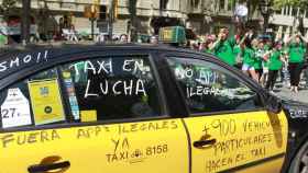 Taxi de Barcelona durante la pasada huelga en Barcelona.
