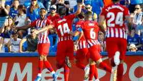 Los jugadores del Atlético celebran un gol ante el Getafe