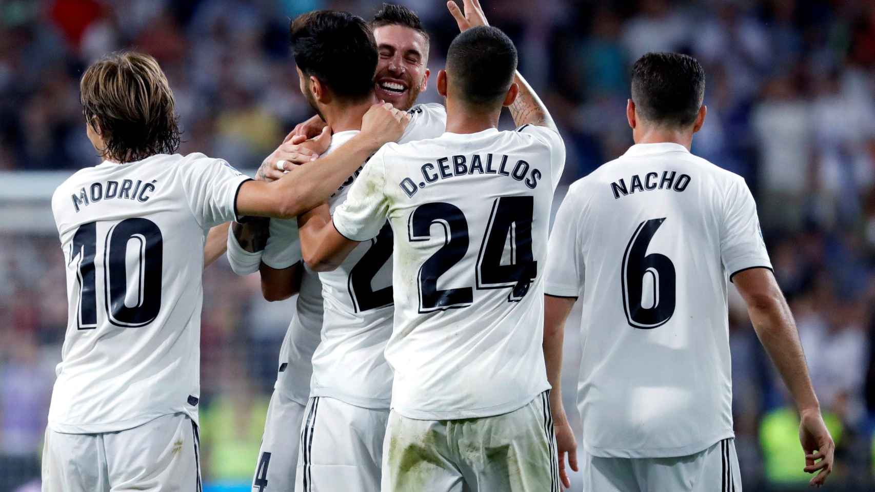 Asensio celebra un gol en el Santiago Bernabéu