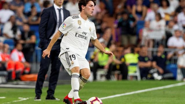 Álvaro Odriozola, frente al Espanyol en su debut oficial con el Real Madrid