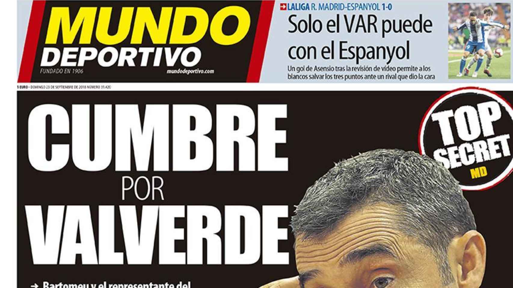 La portada del diario Mundo Deportivo (23/09/2018)