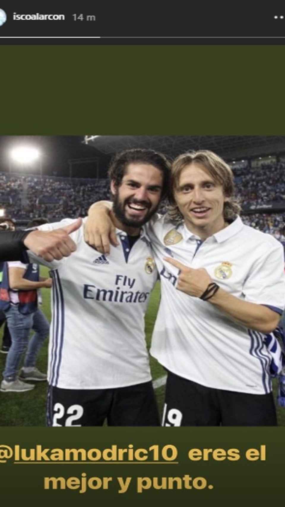 Isco felicita a Modric por ganar el premio The Best a mejor jugador