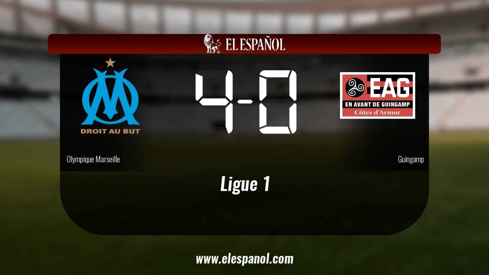 El Olympique Marseille derrota en casa al Guingamp por 4-0