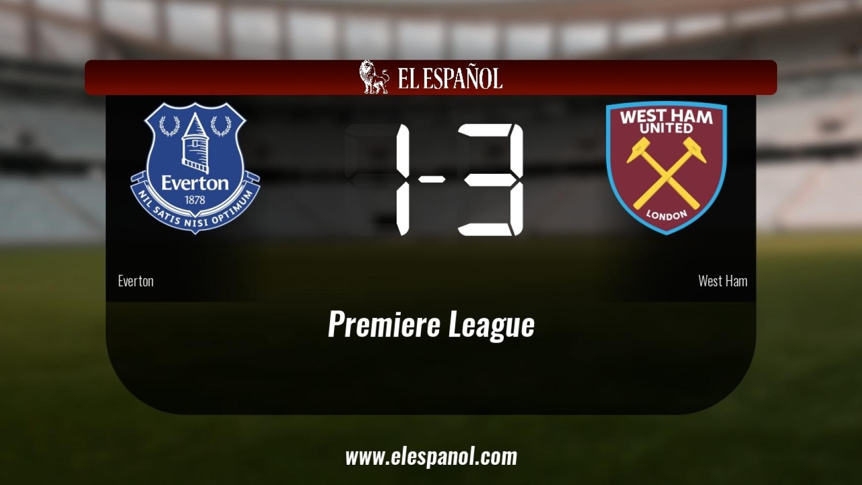 El Everton cae derrotado ante el West Ham por 1-3