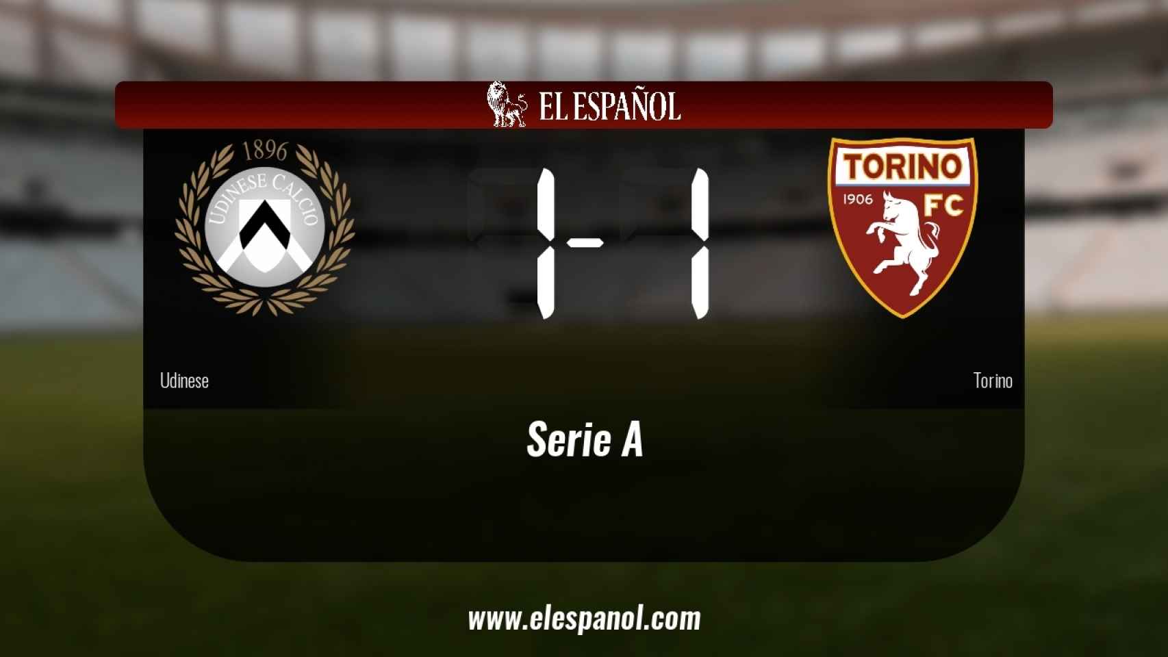 El Udinese y el Torino empataron a uno