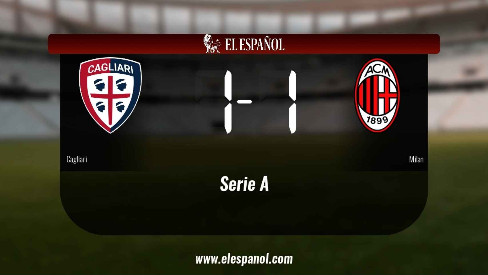 El Cagliari empató frente al Milan (1-1)