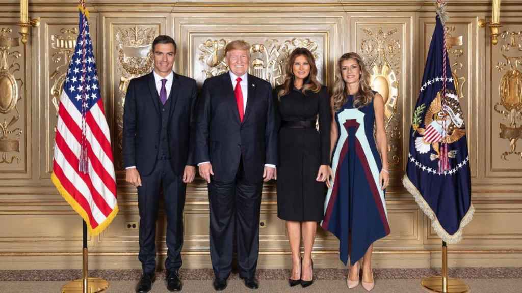 Pedro Sánchez, Donald Trump, Melania Trump y Begoña Gómez.