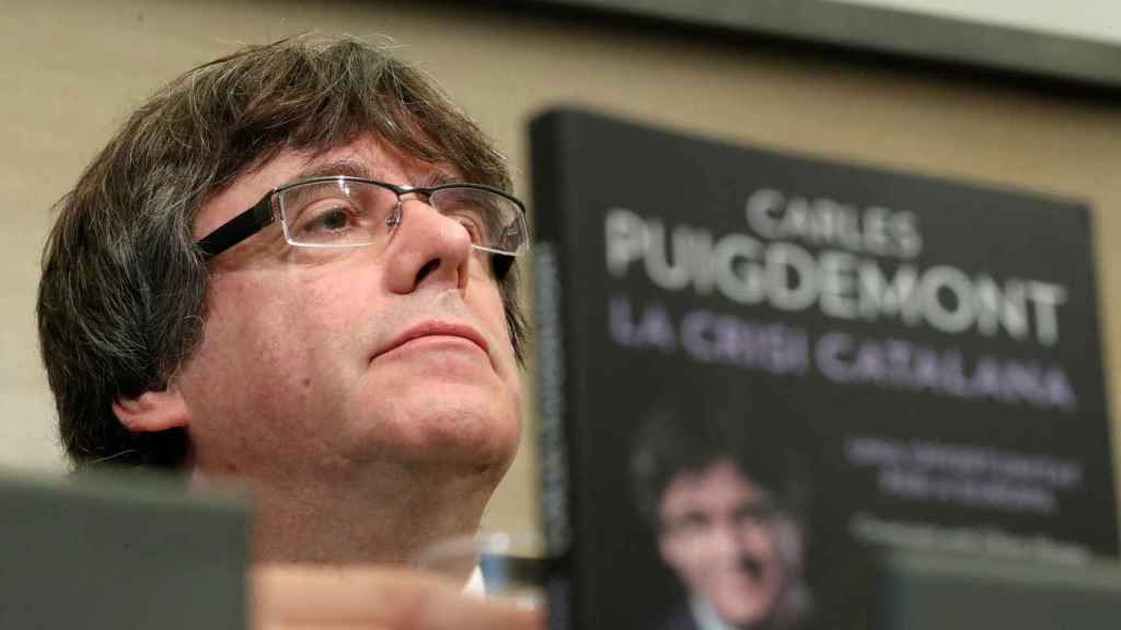 Puigdemont, durante la presentación de su libro en Bruselas