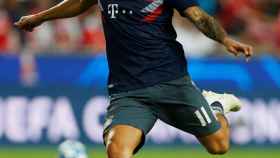 James Rodríguez, en un calentamiento con el Bayern Múnich