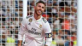Sergio Ramos, en un partido del Real Madrid
